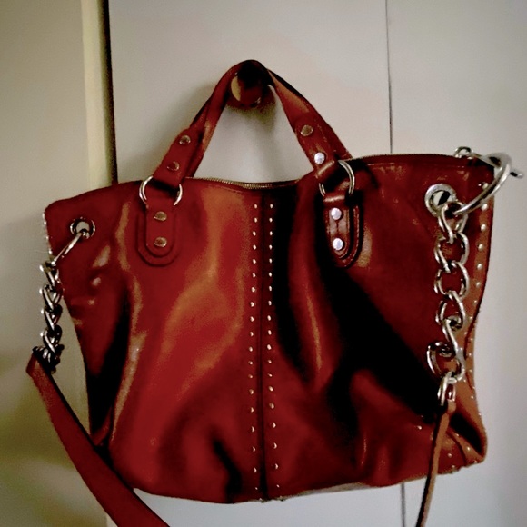 Large Michael Kors Studded Uptown Astor Tote Hobo Satchel. Silver tone hardware - Picture 3 of 8